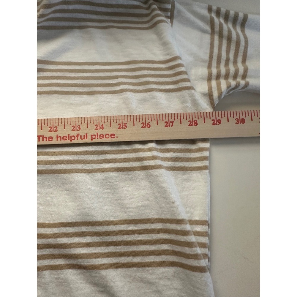 MERSEA Amelia Striped Cuffed Long Sleeve Tee Sz OS 100% Cotton Tunic Top Neutral - Picture 7 of 10